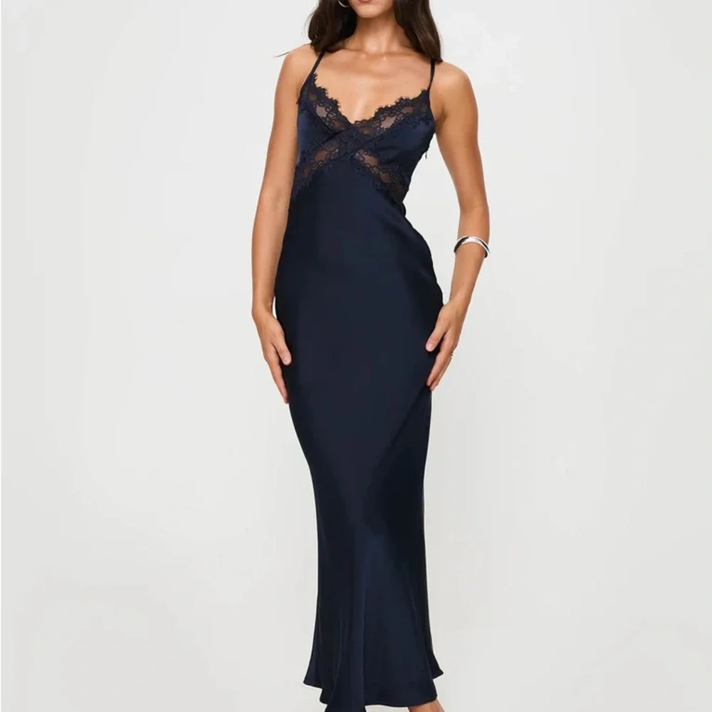 Princess Polly TREASURE BIAS CUT MAXI DRESS NAVY - Picture 1 of 16